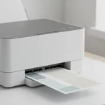 Kleiner Drucker druckt Farbpaletten auf Papier.