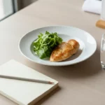 Hähnchenbrust mit grünem Salat auf dem Teller