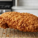 Knuspriges frittiertes Hähnchen auf Küchengitter.