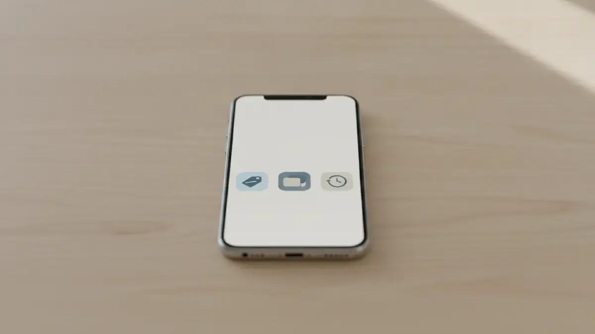 Titel finke-blog760789: Smartphone auf Holztisch mit drei App-Symbolen.