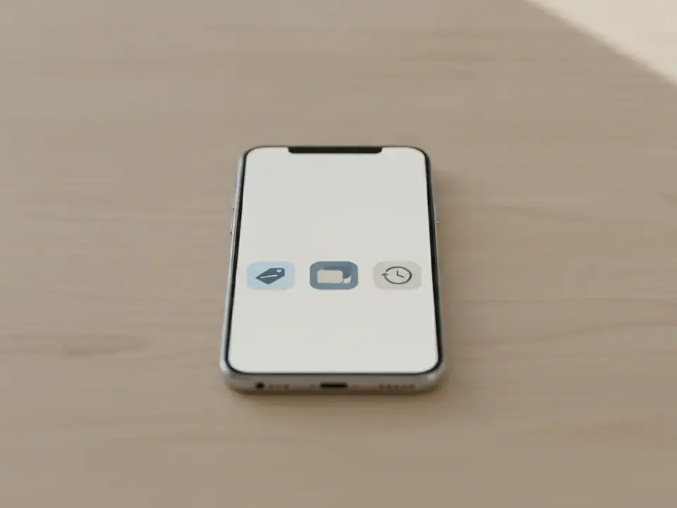 Titel finke-blog760789: Smartphone auf Holztisch mit drei App-Symbolen.