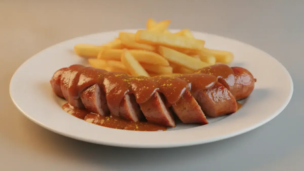 Finke Restaurant Dorsten: Bratwürste mit Pommes und Sauce.