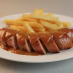 Finke Restaurant Dorsten: Bratwürste mit Pommes und Sauce.