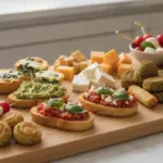 Finke-Blog: Restaurant-Buffet mit Käse, Tomaten und Dips