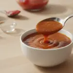 Finke-Blog: Sauce vom Löffel in weiße Schüssel