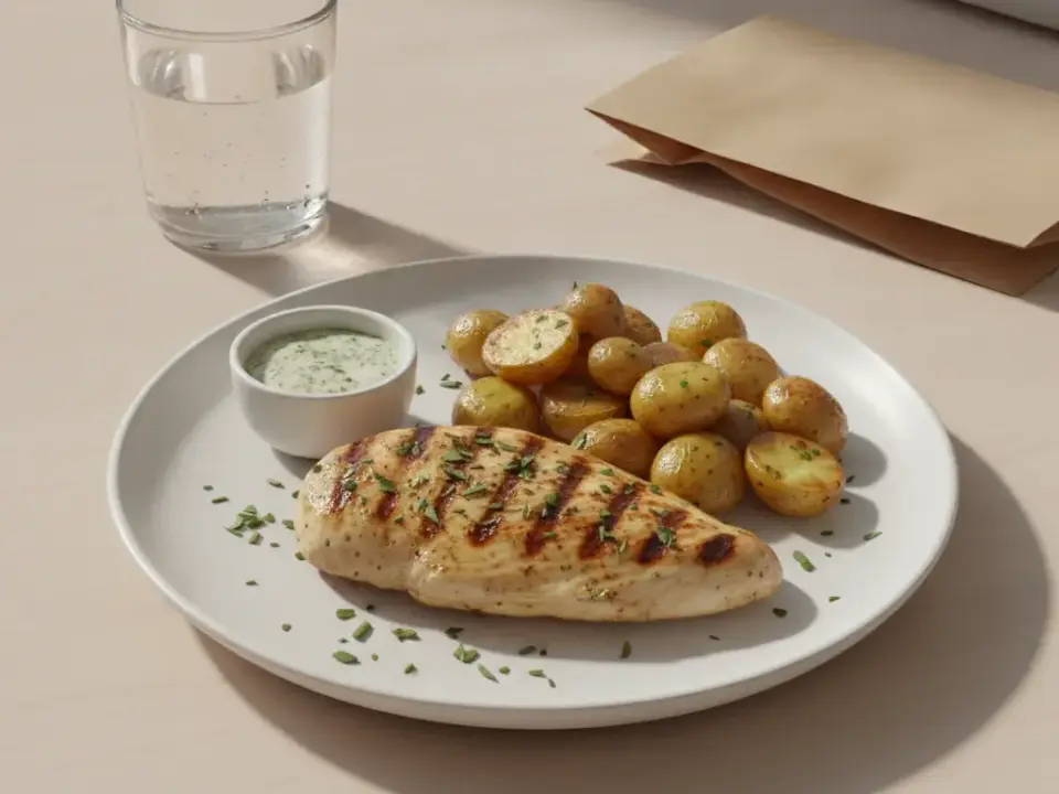 Finke Restaurant Dorsten: Gegrillte Hähnchenbrust mit Kartoffeln