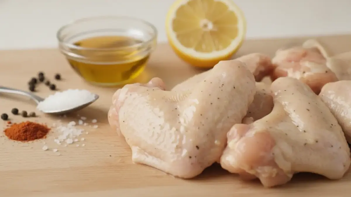 finke-blog286784: Rohes Hähnchen mit Öl, Salz, Pfeffer und Zitrone