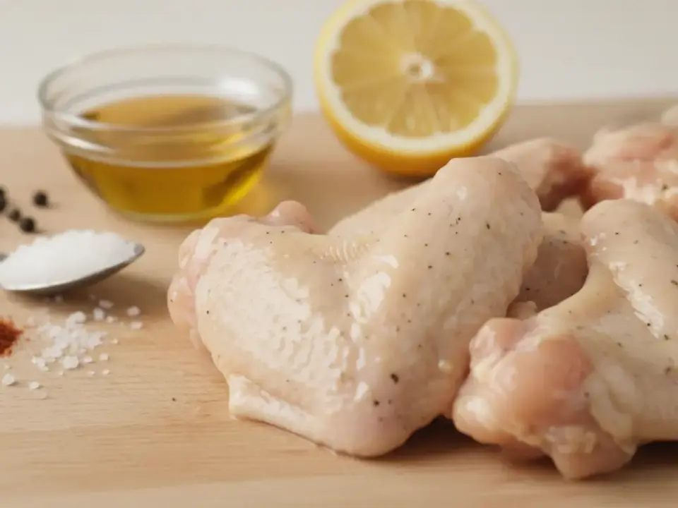 finke-blog286784: Rohes Hähnchen mit Öl, Salz, Pfeffer und Zitrone