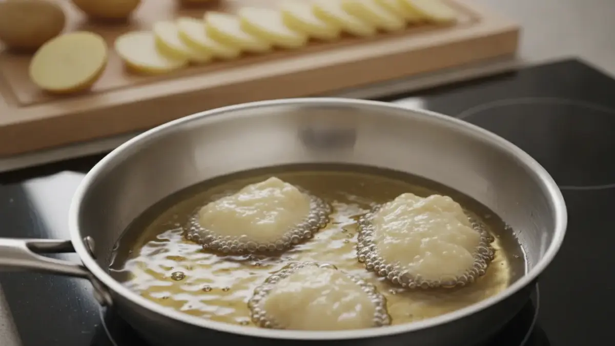 Ravioli in Butter knusprig in Pfanne gebraten.