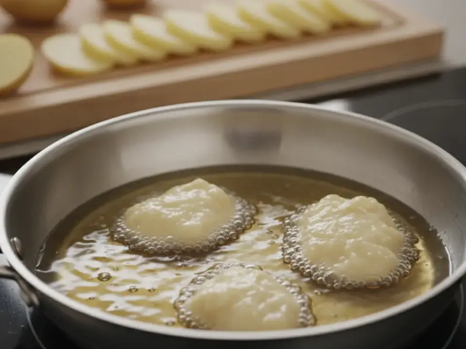 Ravioli in Butter knusprig in Pfanne gebraten.
