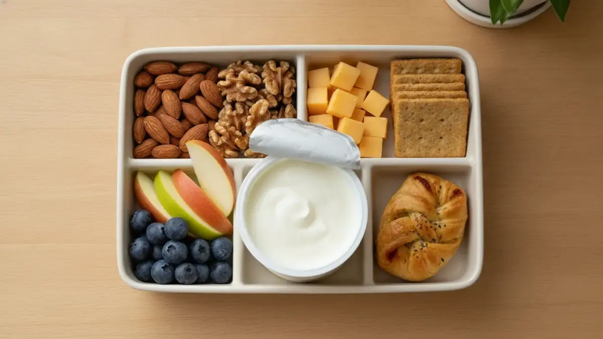 Finke-Blog: Snackteller mit Obst, Nüssen und Joghurt