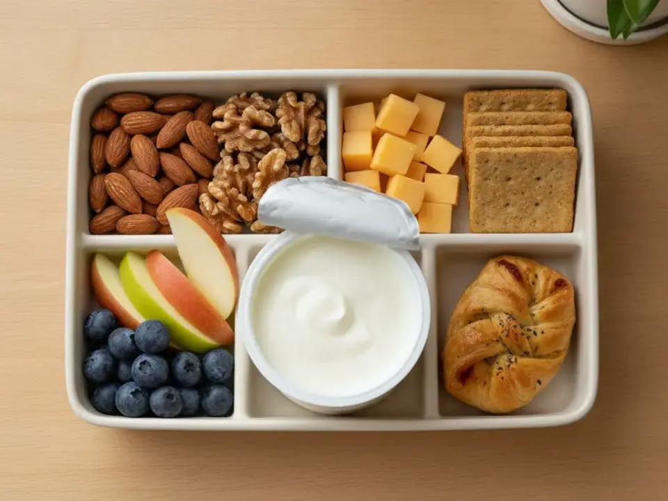 Finke-Blog: Snackteller mit Obst, Nüssen und Joghurt