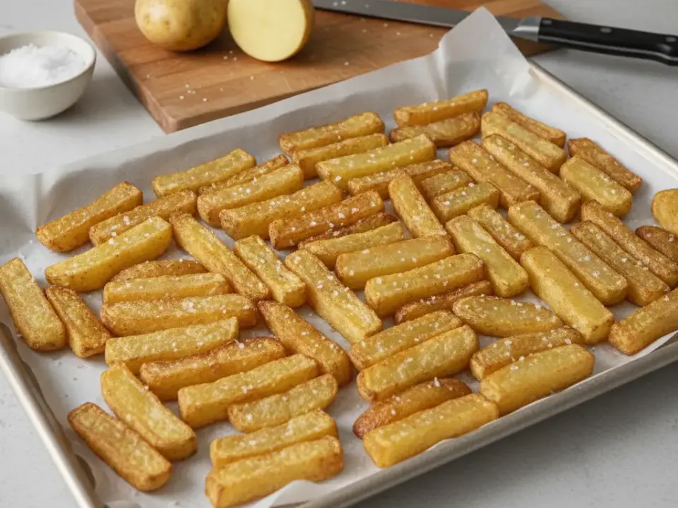Finke-Blog968717: Knusprige Ofen-Pommes auf Backblech.