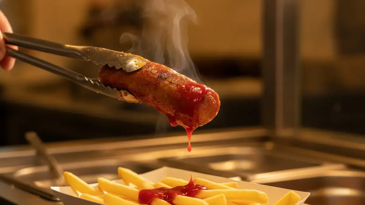 Finke Blog: Fleischgericht mit Sauce über Pommes im Restaurant Dorsten