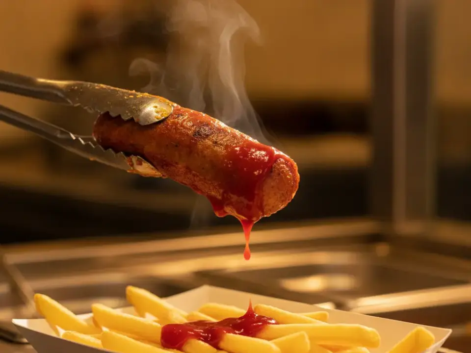 Finke Blog: Fleischgericht mit Sauce über Pommes im Restaurant Dorsten