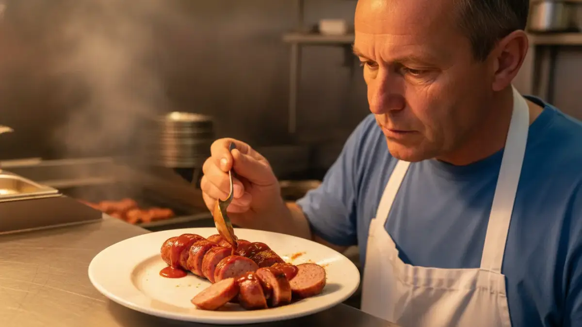 Finke Restaurant: Koch serviert Wurstplatte in Dorsten
