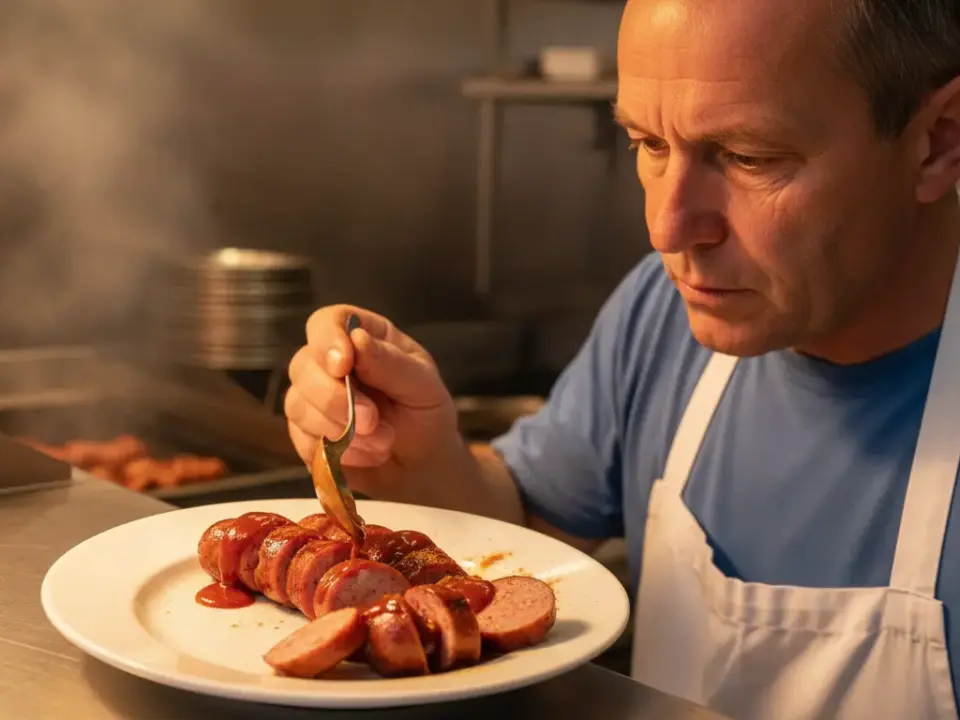 Finke Restaurant: Koch serviert Wurstplatte in Dorsten
